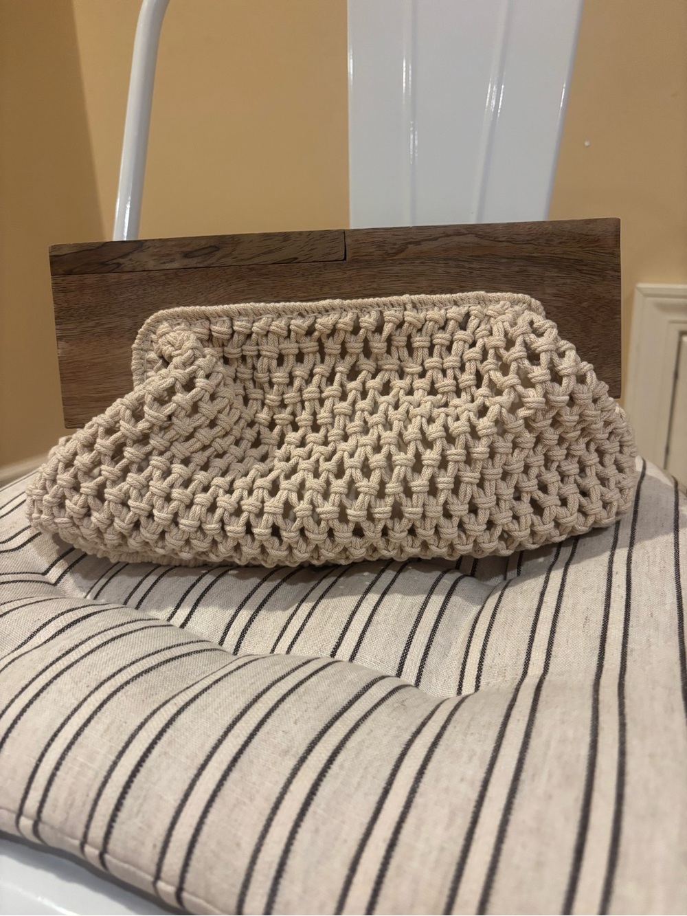A New Day Cream Crochet Clutch Bag